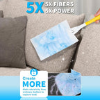 Duster Refill for Cleaning with 1 Handles, Heavy Duty Disposable Duster Kit Unscented Replacement Head Dust Removal Brush for Electronics, Furniture, Blinds, Ceiling Fans, Walls (10pack)