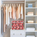 Large Storage Bins with Linen Collapsible Foldable Storage Cubes Fabric Closet Organizer Containers box with Flip-Top Lid for Home Bedroom Office 16.7 x 12.6 x 11.8in (Linen-red Christmas Trees)