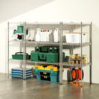 Whitmor 1 Tier Supreme Stacking Shelving Unit, Wire Metal Home Storage Organizer, 30" L x 14" W x 15" H, Chrome w/Liner