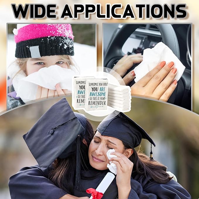 Fuutreo Motivational Facial Tissue Packs 3 Ply Inspirational Pocket Travel Packs Appreciation Gifts Soft Tissues Packs Individual Packs Travel Bulk for Wedding