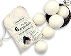 Wool Dryer Ball Laundry Reusable, Natural, Organic, Dryer Sheets and Fabric Softener Alternative,Save Energy, Pack of 6