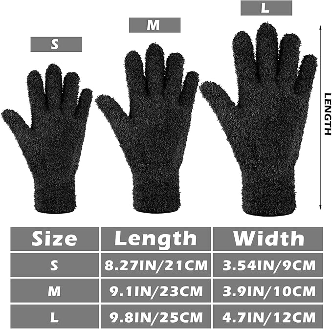 Patelai 3 Pairs Microfiber Plant Dusting Gloves Leaf Cleaning Gloves for Indoor Plants, Blinds, Furniture, House (Black,Navy,Yellow,Small)
