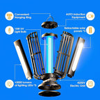 TYPEC Bug Zapper, Solar Bug Zapper with 3 Solar Charging Panels, IP65 Waterproof Mosquito Zapper, 4200V Mosquito Zapper with LED Light, Outdoor Indoor AUTO ON/Off