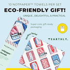 Reusable Paper Towels - 10 PACK - Roll of Washable Cotton Cloth Paper Towels - Paperless Reusable Napkins Cloth Washable - Absorbent + Long Lasting - Zero Waste Products - (Sardine Social)
