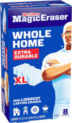 Mr. Clean Magic Eraser Sponge, All Purpose Cleaner, Long Lasting Cleaning Scrubber, Wall, Sneaker, Oven, Kitchen, Bathroom, Shower Cleaner, Cleaning Supplies, Whole Home Extra Durable XL, 8ct
