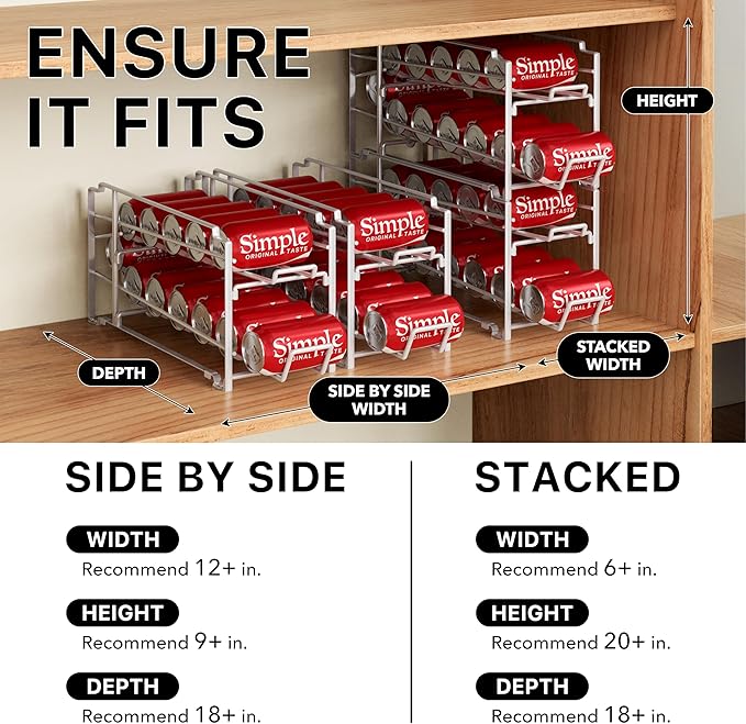 Simple Houseware Stackable Beverage Soda Can Dispenser Organizer Rack, White - 2 Pack