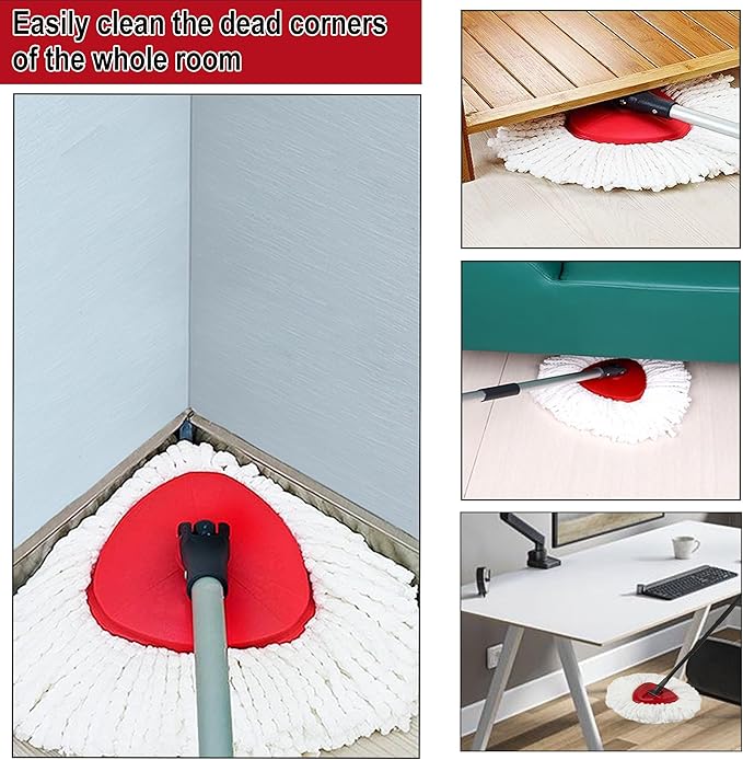 8 Pack Spin Mop Replacement Heads, 100% Microfiber Spin Mop Refill for Easy Wring Compatible with Triangle Spin Mop, 360 Degree Spinning Mop Replace Head for Floor Cleaning