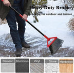 Heavy Duty Angle Broom, 3 Pack Longer Commercial Brooms, Swipe Brooms for Sweeping Indoor Outdoor, Perfect Red Broom of Kitchen, Garage, House, Restaurant