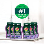 Scotch-Brite Stay Clean Scrubber Pads, Non-Scratch Dish Sponges for Kitchen Cleaning, 12 Count, Rinses Clean, Odor-Resistant, Safe on Non-Stick Cookware, Pots, Pans, and Glassware