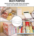 Clear Plastic Storage Bins, Pantry Organizers and Storage or Kitchen Organization and Storage Containers Bins for Organizing, Fridge, Freezer, Bathroom, Pantries, Refrigerator, Cabinet Organizer Bin