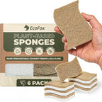 Plant-Based Kitchen Sponges (6 Pack) | USDA Biobased Certified | FSC & PETA Approved | Natural Cellulose & Coconut Scrubber Sponge | S-Shaped Design | Eco-Friendly, Non-Scratch, Non-Toxic & Vegan
