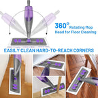 Spray Mops for Floor Cleaning - Wet Dry Mops with 6 Disposable Pads for Swiffer Powermop - Refillable Bottle for Hardwood Tile Home Kitchen - Absorbs Pet Hair Dust Stains