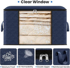 Fab totes Storage Bags,Clothes Blanket Storage Bins Foldable Closet Organizers with Reinforced Handle for Home Dorm Storage and Organization,Fabric Bags for Organizing Sheets,Clothing (Blue,10 Pack)