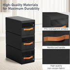 DIMJ Closet Organizers and Storage - Fabric Bins with Drawers for Closet Foldable Clothes Organizers with Clear Window, Stackable Storage Drawers Units for Hat, 4-Pack, Black