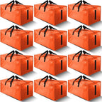 HOMESURE 12 Pack Large Strong Moving Bags with Zippers & Carrying Handles - Water-Resistant - Heavy Duty Storage Tote for Space Saving, Fold Flat, Alternative to Moving Box (Orange)