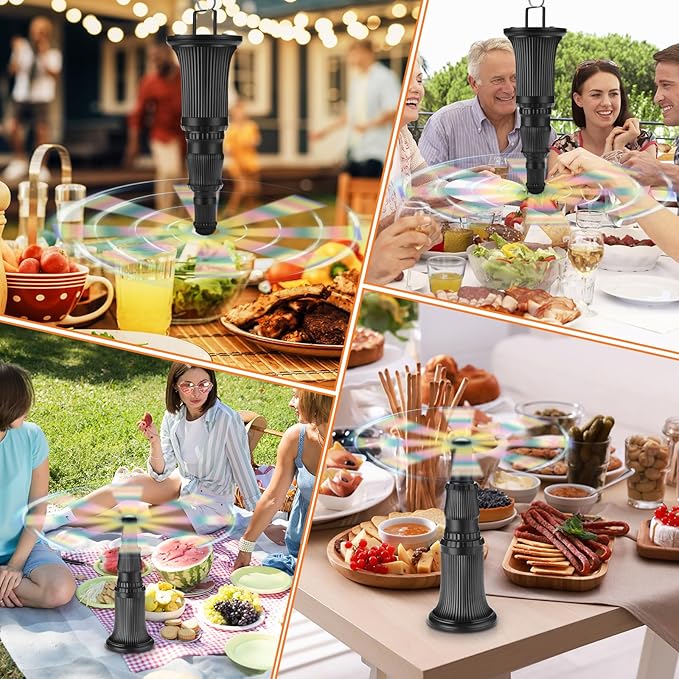 Fly Fans for Tables, Fly Fan for Indoor Outdoor Tables Battery Powered Fly Swatter Fan to Keep Flies Away with Holographic Blades for Home Party Outside Picnic, 6 Pack