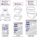 Hefty Shrink-Pak Starter Kit - 2 Large, 1 XL Cube, 1 Jumbo Vacuum Seal Storage Bag and Hand Pump – Space Saver Bags for Clothing, Pillows, Towels, or Blankets, 5 Pc Set