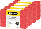 Scouring Pad Non-Scratching Scrubber Non-Scratch Cleaning Scrub Pads Heavy Duty Scouring Pad Reusable Kitchen Scrubbing Pad Pack of 12 Red, by Superio