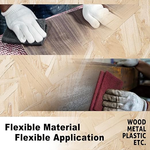 12-Pack 6"x9" Non-Woven Scuff Pads Multi Pack- Aluminum Oxide Abrasive for Scouring, Sanding, Paint Primer Prep - Automotive, Auto Body, Woodworking, Surface Preparation (Multi)