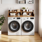 Garvee 54" Washer Dryer Countertop with 2-Tier Shelf, Wooden Laundry Countertop with Non-Slip Pad and Guard Rails, Washer and Dryer Topper for Laundry Room Organization
