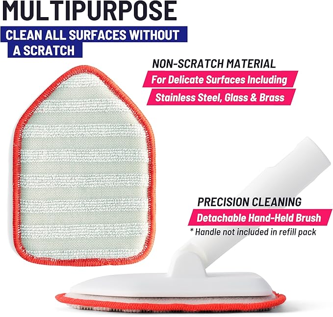 Replacement Microfiber Pad for Moku Home Extendable Tub Tile Shower Scrubber for Cleaning Non-Scratch (2X Microfiber Pad Red)