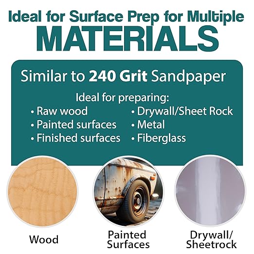 5" Abrasive Pad Hook & Loop Round Non-Woven Surface Prep Discs for Wood, Metal, Paint Stripping, Rust Removal, Deburring, Clean Soiled Surfaces, Coarse Scuff Pads - 240 Grit - 10 Pack (Green)