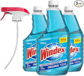 Windex Refill Original Blue Glass and Window Cleaner Bottles + 1 Reusable Spray Trigger, Surface Cleaning Spray, Original Blue Scent, 32 Fl Oz (Pack of 3)