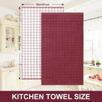 Homaxy Premium Cotton Kitchen Towels 16"x 28", Large Natural Ring Spun 390 GSM Dish Towels, Super Absorbent Terry Kitchen Hand Towels, Soft Tea Towel with Hanging Loop, Red Check Design,6 Pack