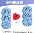6+1 Pack Spin Mop Replacement Head Compatible with O Ceda EasyWring 1-Tank System, Dry Wet Used, Microfiber Mop Refills for 5.9in Core with Base (Blue)