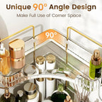 Corner Bathroom Counter Organizer 2 Tier Bathroom Organizers and Storage Countertop with Hooks Skin Care Exquisite Vanity Organizer Countertop Bathroom Storage Dresser, Kitchen-Clear