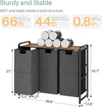 Kitstorack Laundry Hamper with Shelf - Laundry Basket Organizer with 3 Pull-Out Removable Bags Laundry Sorter Dirty Clothes Hamper for Laundry Room Storage Bathroom, 3 X 11.8 Gallons (44.5L)