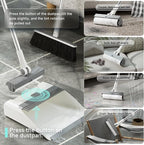 Broom And Dustpan Combo Set, Dust Pan with 3-In-1 Reusable Lint Roller Design 180° Brooms with Self-Cleaning Teeth for Floor Bathroom Kitchen Shower Tile Pet Hair Carpet Couch with 1 Extra Lint Roller