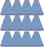 Matthew Cleaning 20oz Heavy Duty Mop Head Commercial Replacement for General and Floor Cleaning , Wet Industrial Blue Cotton Looped End String Head Refill (Case of 12) Blue