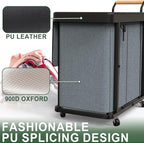 230L (60 Gal) Extra Large Fashion Laundry Sorter 3 Section with Lid, Rolling Laundry Basket Hamper with Handle, Laundry Organizer Storage Cart with Sturdy Metal Frame for Laundry Room, Hotel, Grey