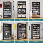 55" Storage Cabinet with 6 Adjustable Shelves (8 Tiers Total), Metal Shelving Unit for Garage, Pantry, Office – Easy Assembly, Durable Freestanding Organizer (Black, 7 Tier-55"H x 27.6"W x 11.8"D)