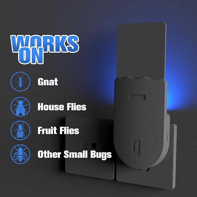 Indoor UV Fly Trap – Silent Gnat & Fruit Fly Catcher with Night Light, 400 sq. ft Coverage