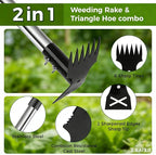 Weed Puller Tool with Extendable 54" Handle – Heavy Duty 2-in-1 Dual-Head Manual Weeder & Garden Hoe for Lawn, Flower Beds, Patio & Vegetable Gardens