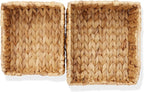 Casafield Set of 2 Water Hyacinth Pantry Baskets with Handles - Natural, Woven Storage Bin Organizers for Kitchen Shelves, Medium and Large Sizes