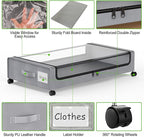 Molutsody Under Bed Storage with Wheels, 4-Pack Underbed Storage Containers with Clear Lids, Under Bed Shoe Storage Organizer, Rolling Under Bed Storage for Clothes Shoes Blankets (Grey)