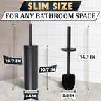 Black Toilet Brush and Holder Set - Scratch Resistant Black Toilet Bowl Brush and Holder with Soft Bristles Replaceable Head, Protection from Splashes, and Compact Design - for Effective Cleaning