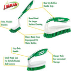 Libman Scrub Brush Kit | Cleaning Brush | Tile & Grout Brush | Small Scrub Brush | Power Scrub Brush | Carpet Brush | Bathroom Scrubber | Boot Scrubber | 3 Different Brushes Included