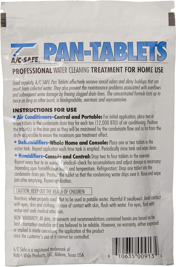 AC Safe Pan Tablets - 30 Count: Cleans scum in Drain Pans and Humidifiers