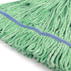 Matthew Cleaning Heavy Duty Mop Head Commercial Replacement for General and Floor Cleaning , Wet Industrial Blue Cotton Looped End String Head Refill (Pack of 6) Green