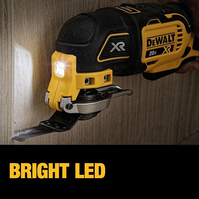 DEWALT 20V MAX XR Oscillating Tool Kit with Blades, 3 Speed Cordless Brushless Multitool, Up to 20,000 OPM, LED Light, Battery and Charger Included (DCS356C1)