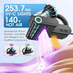 Belife M8 Mattress Vacuum Cleaner, Anti-allergen Bed Vacuum Cleaner with UV & Hot Air & High Heating, 550W 18Kpa Powerful Suction Double-Cup Handheld Vacuum for Bed, Couch, Sofa, Corded (Blue)