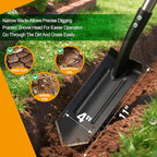Stainless Steel Trench Shovel,4-Inch V-Shape Narrow Trenching Spade–Heavy Duty Professional Garden & Landscaping Tool with 60-Inch Adjustable Long Handle &Foot Pedal for Digging,Edging,and Entrenching