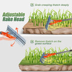 Walensee Thatch Rake, 15-Inch Lawn Thatching Rake, Robust Dethatcher Rake, Efficient Steel Metal Rake with Handle, Versatile Grass Grooming Rake for Cleaning Dead Grass, Yard Garden Durable Soil Rake