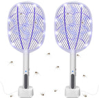 Electric Fly Swatter Rackets, 2-in-1 Handhold Bug Zapper with 3000V High Voltage, Plug-in Mosquito Killer Insect Light Trap with 3 Layer Safety Mesh Portable for Indoor Outdoor Use (2)