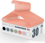 Neaties Plastic Hangers 30 Pack – Made in the USA – 6lb Capacity Standard Clothes Hangers with Strap Hooks for Dresses, Lingerie, Shirts, Pants, and Jackets – Peach
