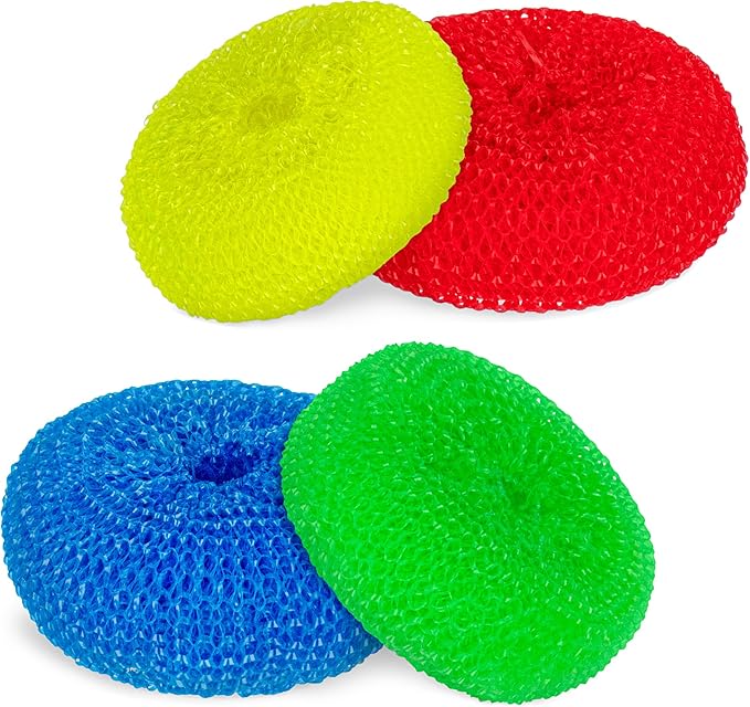 DecorRack 30 Mesh Scourers, Premium Non-Scratch Plastic Scourers, Stain Removing Cleaning Scrubber, for Kitchen Garage Bathroom (Pack of 30)